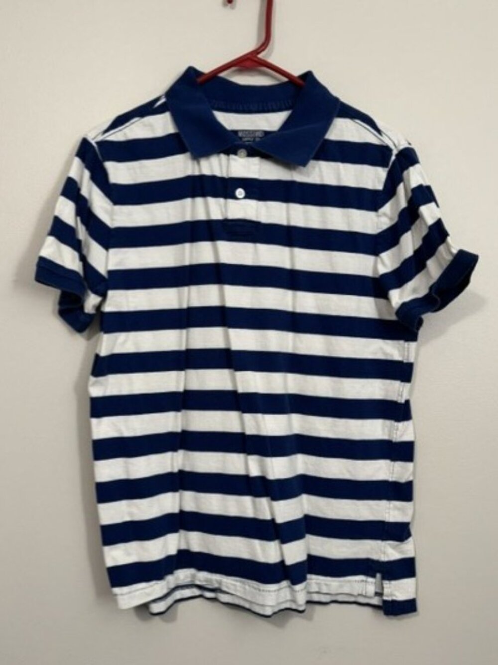 Men's Mossimo Short Sleeve Polo Shirt Color Blue and White Size Large
